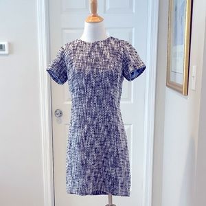 Sail To Stable STS Dress Navy Blue & White Tweed Shift Short Sleeve Size 4